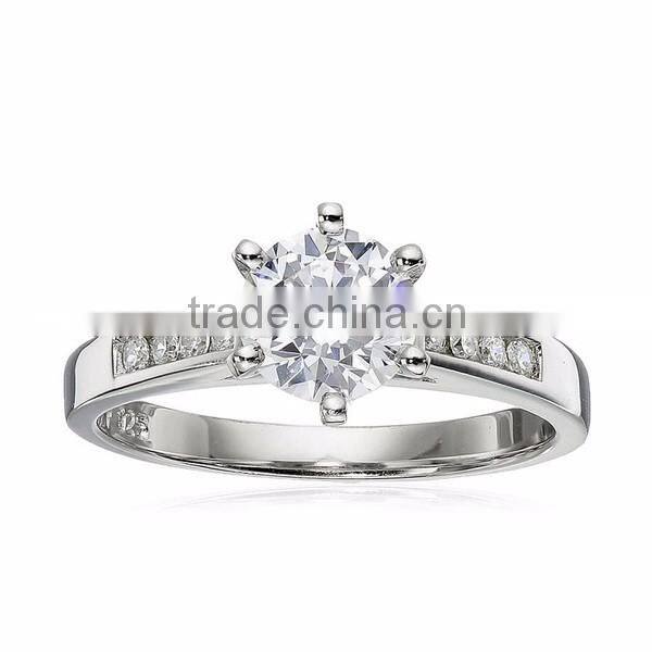 Platinum Plated Sterling Silver Solitaire Cubic Zirconia Rings
