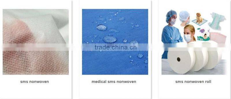 hydrophobic nonwoven fabric sms 35gr for making disposable bed sheets /hospital shoe cover