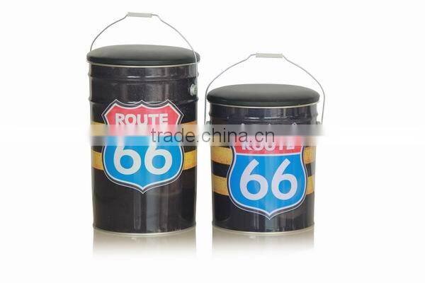 Custom made Factory Round storage metal bucket design storage stools storage ottomans