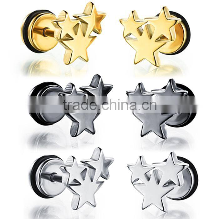 Fashion Jewelry And Accessories Three Star Gold European Style Earrings