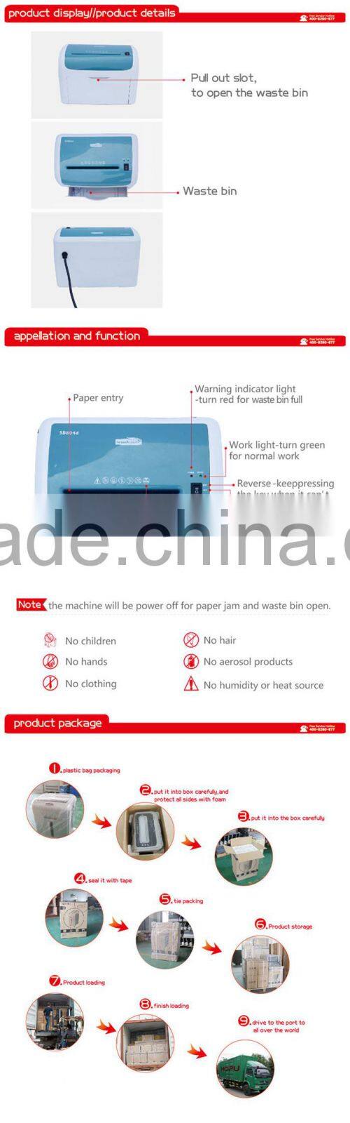 high quality office plastic shredding machine electric