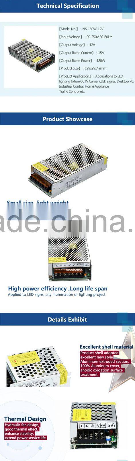 Original factory sale 180W 24V Normal Indoor Series LED Power Supply with CE ROHS