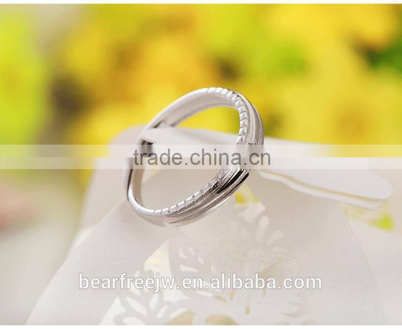 925 Sterling Silver Cubic Zirconia Wedding/Engagement/Promise Adjustable Couples Rings