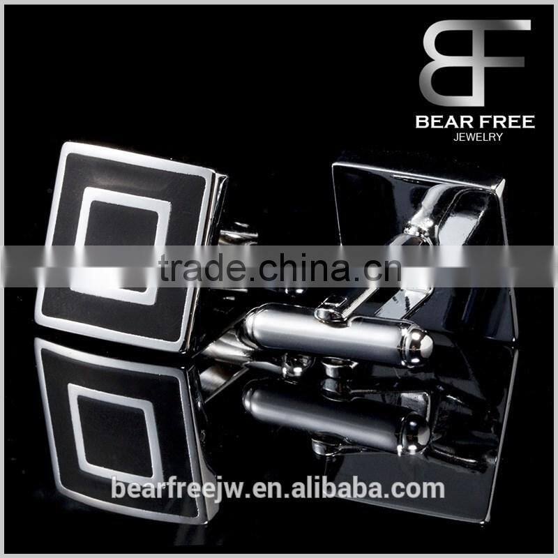 Mens Square Black Modern Ornate Wedding Shirts Cufflinks 1 Pair Set