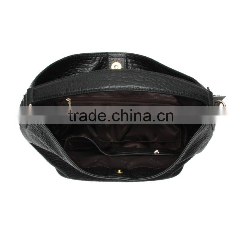 CSN2184A001 China Made black elephant grain leather Wholesale Leather Woman Handbag