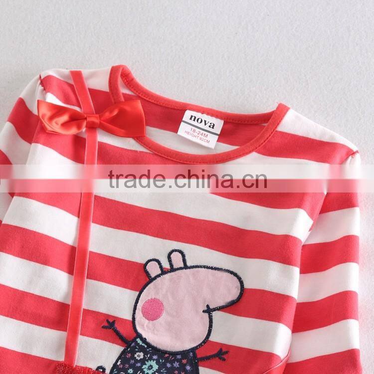 (F4565) factory girls t shirts animal embroidery children's t shirts girls clothes autumn spring nova kids clothes