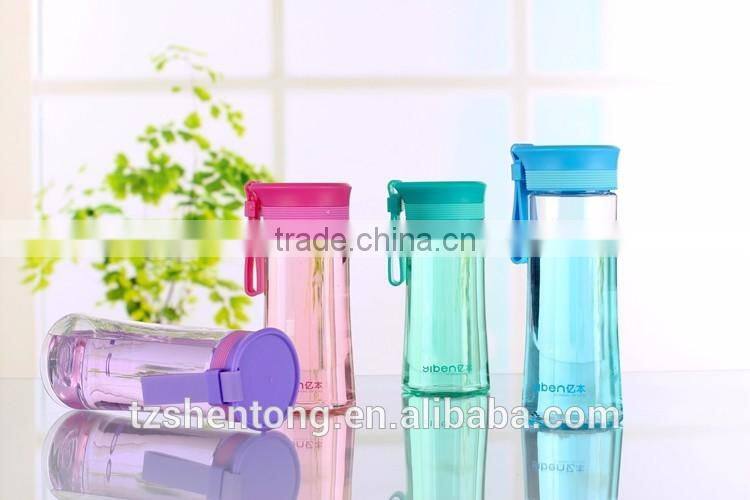 Wide mouth silicone lid portable leak proof plastic drinking water bottle