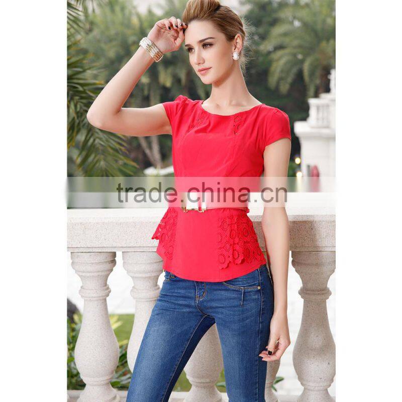 Factory Price Premium Quality Classic Patch Work In Blouse Round Neck Designs
