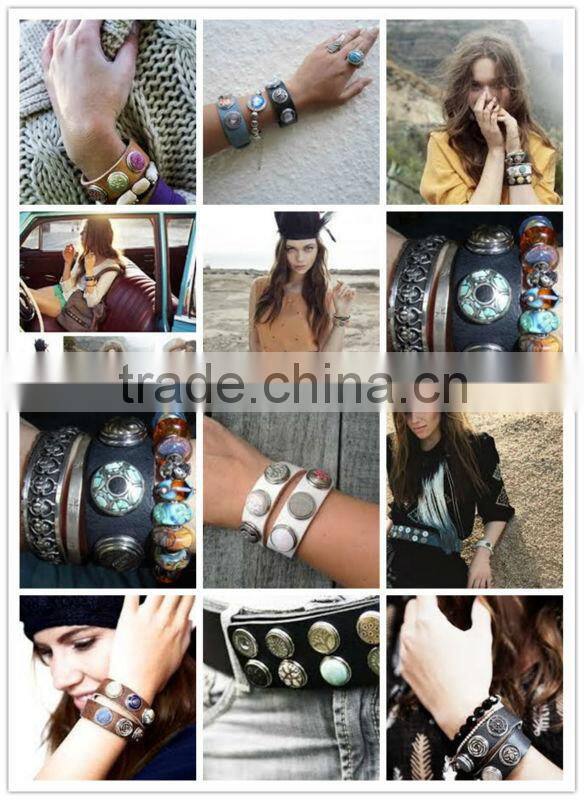 LJ0138 button leather popper bracelet,diy suede leather bracelet, zinc alloy button bracelet