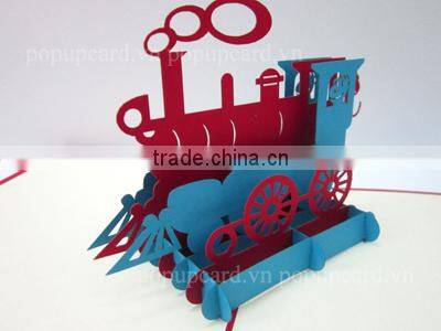 National train 3d pop up greeting card