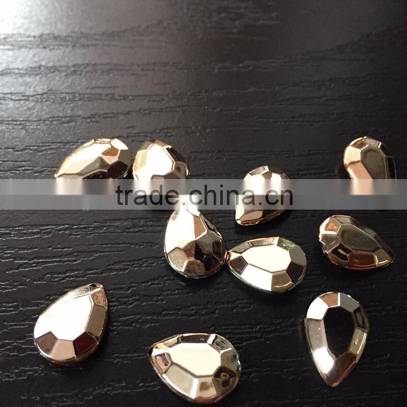 10*14 teardroppear metalic point back acrylic rhinestone diy jewely fitting jewel chain bracelet hobby rose golden gems