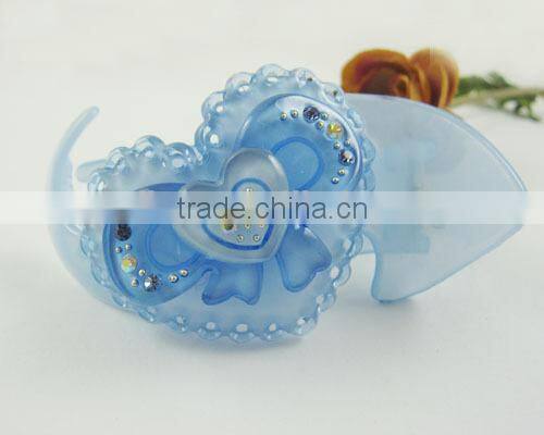 New Hair Bow Hairpin Claw Clip Ice Blue Heart Acryl Rhinestone