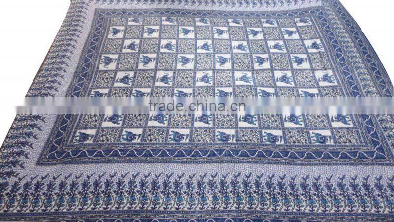 RTBS-4 Desiger Printed Traditional Elephant Printed From India Queen Size Bedsheet Printed Cotton Beautiful Home Bed Spread