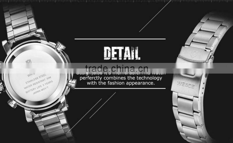 Weide Watches Men Military Wrist Watch Men Quartz Digital Stainless Steel Back Water Resistant Watches
