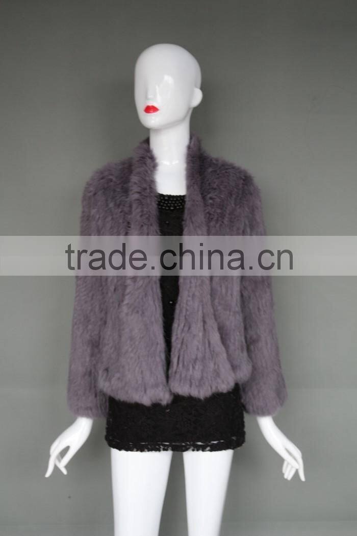 women's fashion oversize knitted rabbit fur short coat ladies winter fur coat