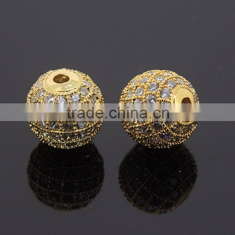 Grade AAA 8mm Natural White Zircon Balls With 24k Gold Plated CZ Jewelry