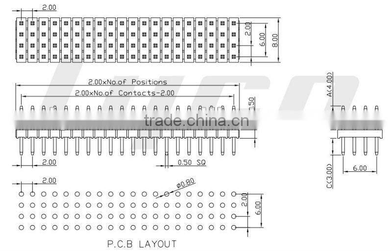 2.00mmQuad Row Straight DIP Type pin header