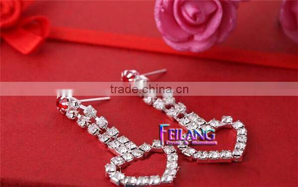 Hotsales Double Heart Shape Earrings Pendant Earrings Double Chains
