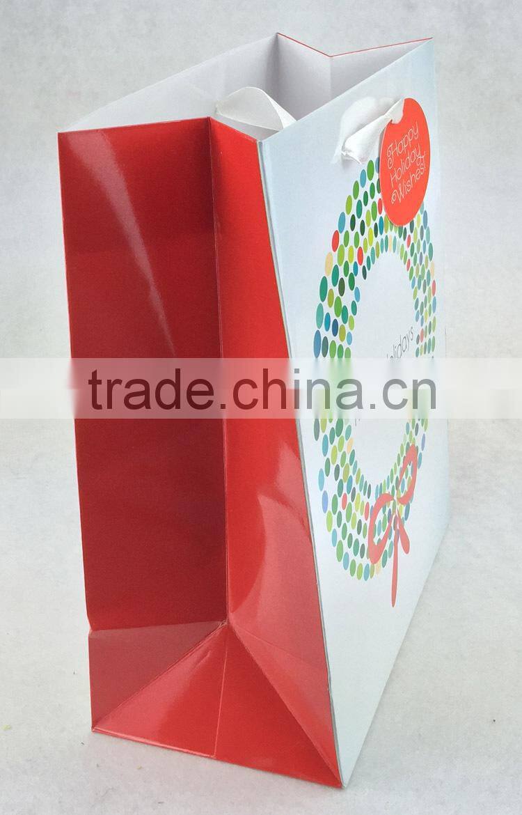 Christmas Medium Bag Gift Bag White satin Ribbon and tag