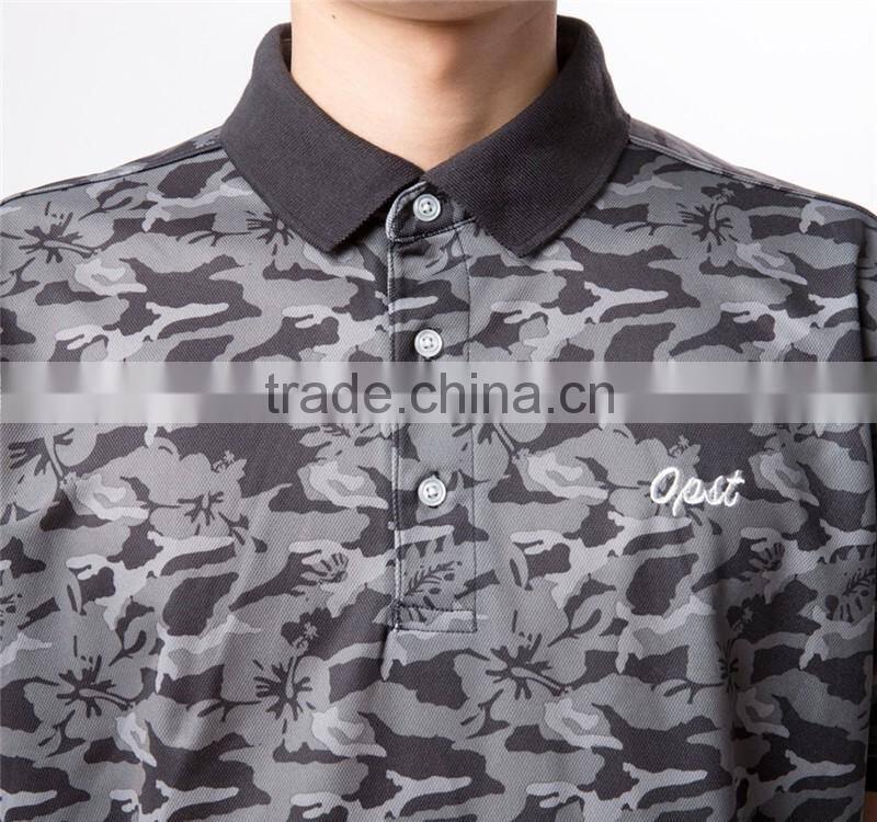 camouflage prin branded collar t-shirts black oem supplier