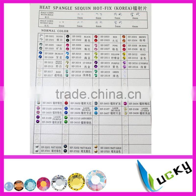 2014 NEW design fashion hot fix hologram spangle sequin laser transparent 3mm middle hole