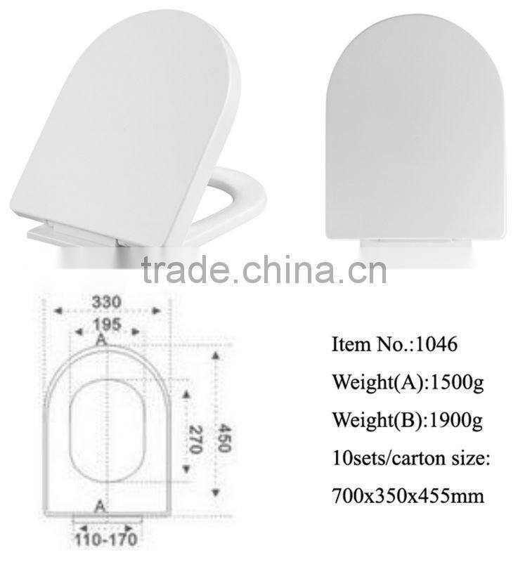 1046 plastic d shape ergonomic toilet seat for lavatory