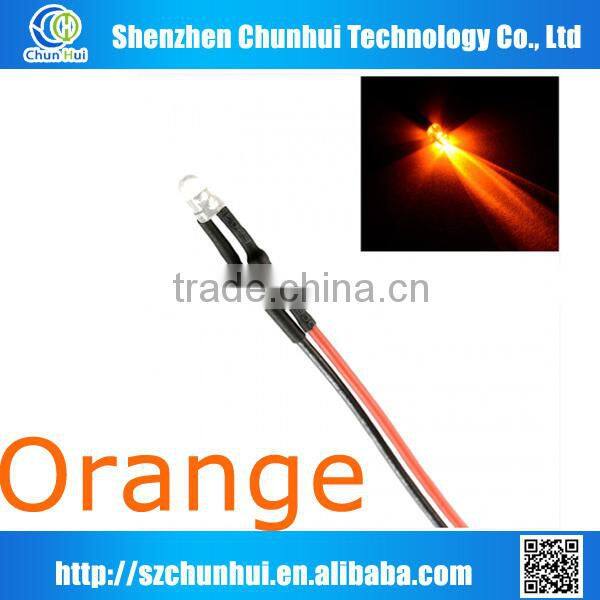 red,green,blue,white,yellow 3 mm through hole prewired led