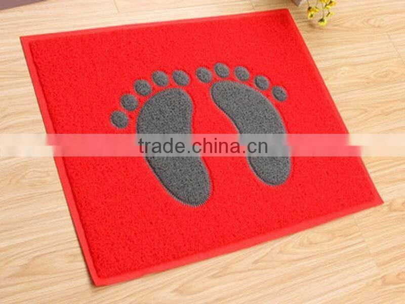 Anti-slip little foot printed pvc coil door mat