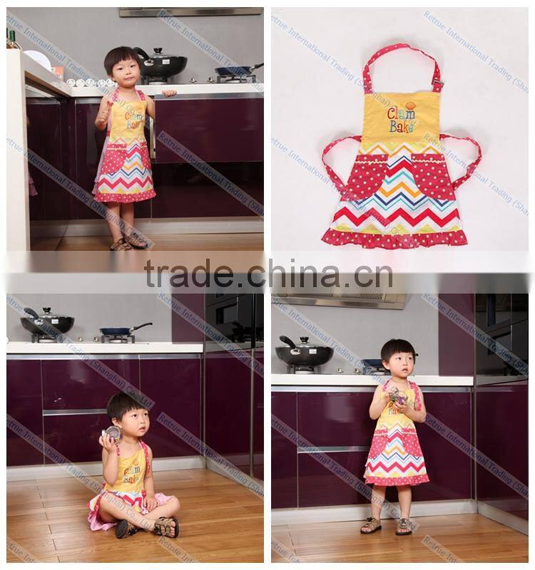 Eco-Friendly Cotton Embroidery Yellow Kitchen Cooking Promotion Kids Apron