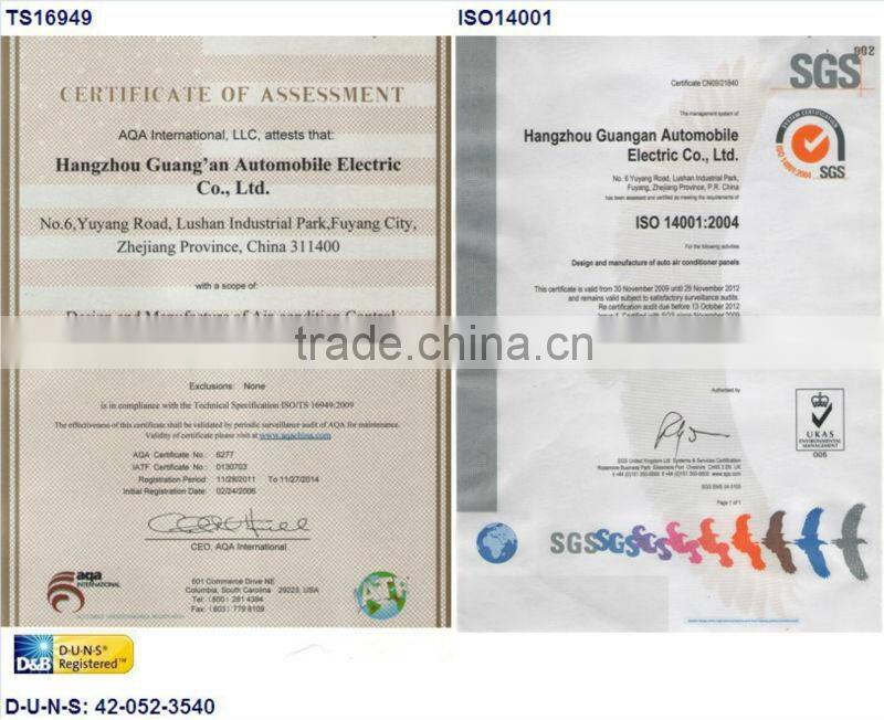 automotive Mechanical HVAC control panel