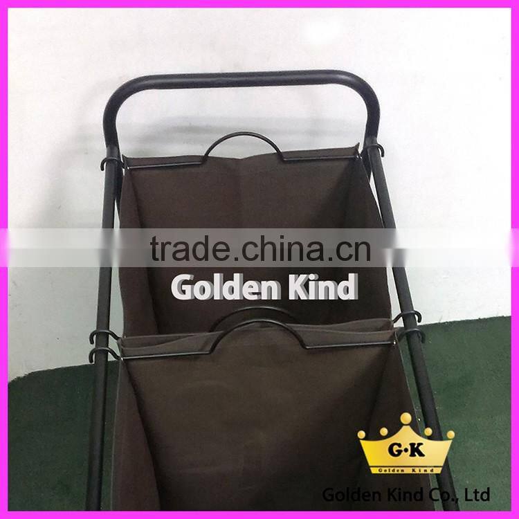New Design Waterproof Oxford 2 Bins Bags laundry Sorter cart with wheels