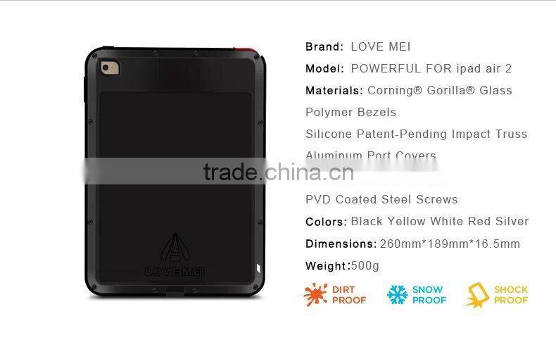 Brand LoveMei Hot Selling Dirt-proof Waterproof Shockproof Case For IPad Air 2,Unbreakable Case For Ipad Air 2