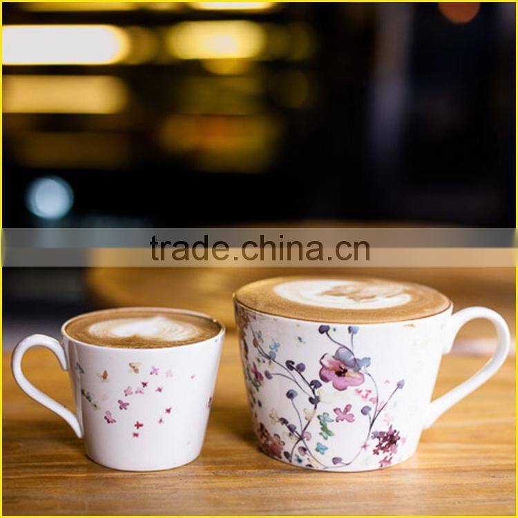 Wholesale Promotional Custom Rural Style Floral Ceramic Coffee Cup
