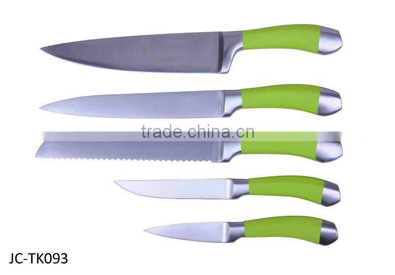 Royalty line 5pcs knife set with rubber wood block
