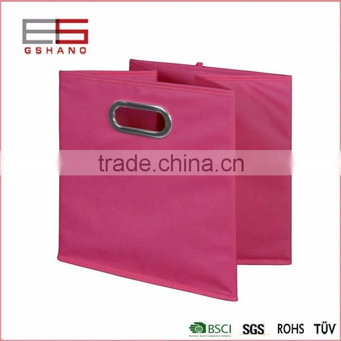 Hot online store folding fabric closet storage cube with metallic handle