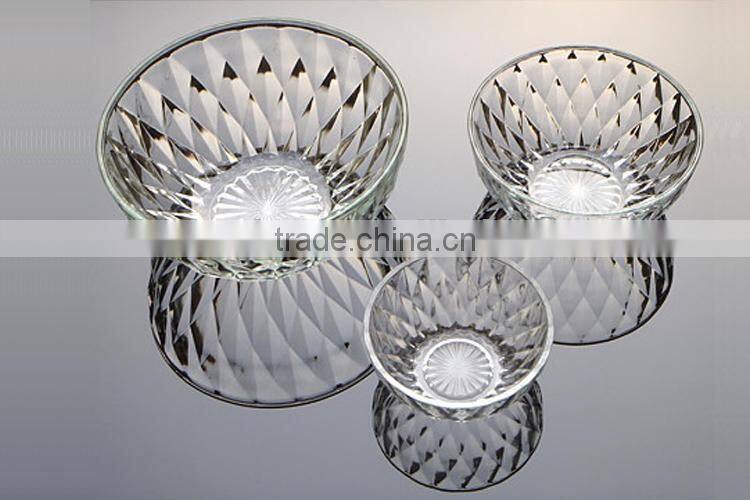 glass soup food bowl with diamond embossed