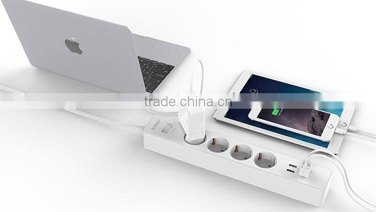 ORICO overload Over voltage Over current Short circuit protected 4 gang 4 USB extension socket usb eu with surge protector