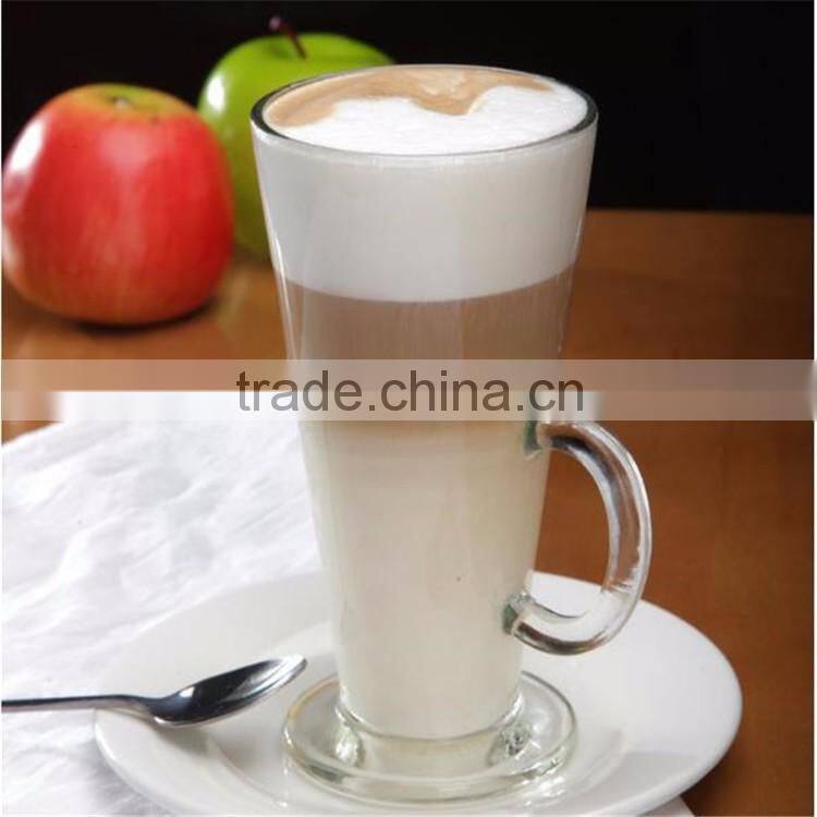 2016 Christmas promotion gift 310 ml Irish glass coffee mugs lead-free glass mugs with handle