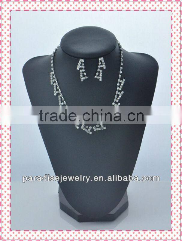 Fashion design Heart Alloy Plated Wedding Crystal Rhinestone Alloy Necklaces Earrings Jewelry Sets-NEW052102