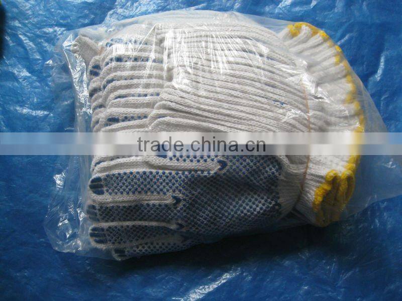 durable PVC dotted working gloves,polyester dots glovestton
