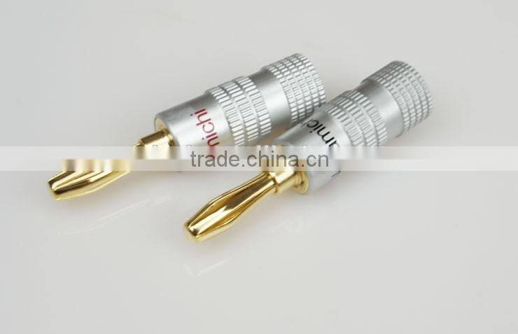 4mm For Nakamichi Speaker Banana Plugs 24K Gold plated Adapter Connector Socket Audio Jack Screw Black Red