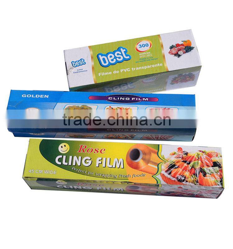 Clear plastic film, PVC Cling film, PVC stretch wrap film for food packing, jumbo roll,