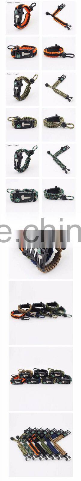 Paracord Survival Bracelet with a 350LB Parachute Cord, Fire Starter, Embedded Compass, Flint, Emergency Knife & Whistle