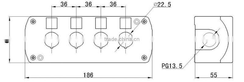 LAY5-JBPN4 IP54 four holes 22mm push button control box parts accessories enclosure plastic box enclosure electronic