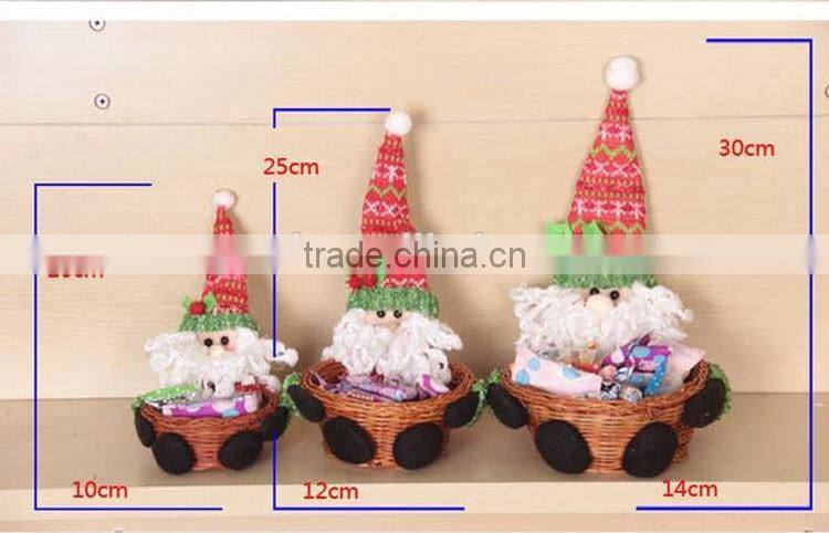 Cute santa claus style wicker gift basket set christmas ornaments 2016