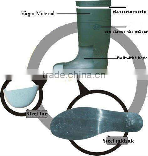 CE standard PVC construction mud safety rain boots made in Tianjin of China