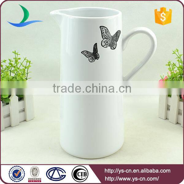 Black butterfly decal white ceramic bathroom jug