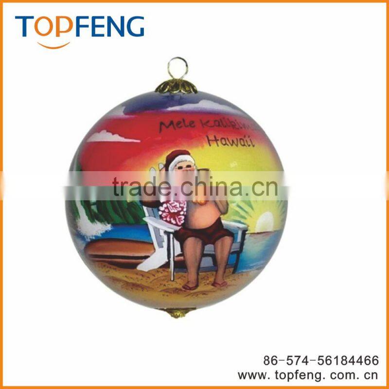 2016 hot design glass christmas painting ball/hanging glass ball/hanging glass ball