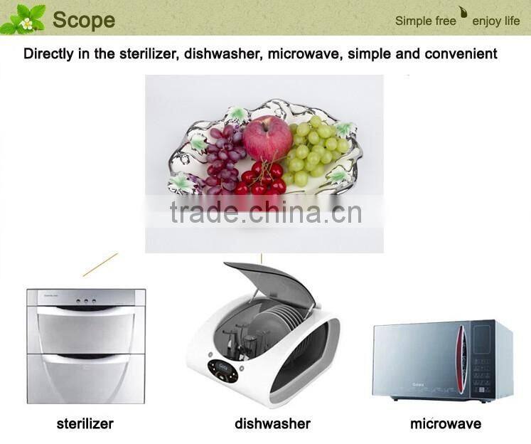 Stock plate and dish ,Fashion Golden Ceramic Decorative Cheap Big Ceramic Plate