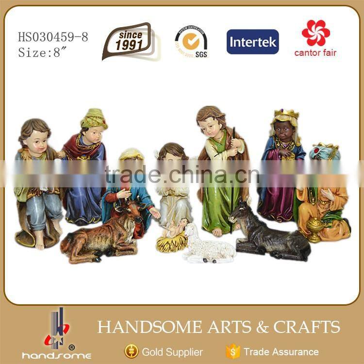 8 Inch Resin Craft Religious Items Child Theme Christmas Nativity Scene Crib Set